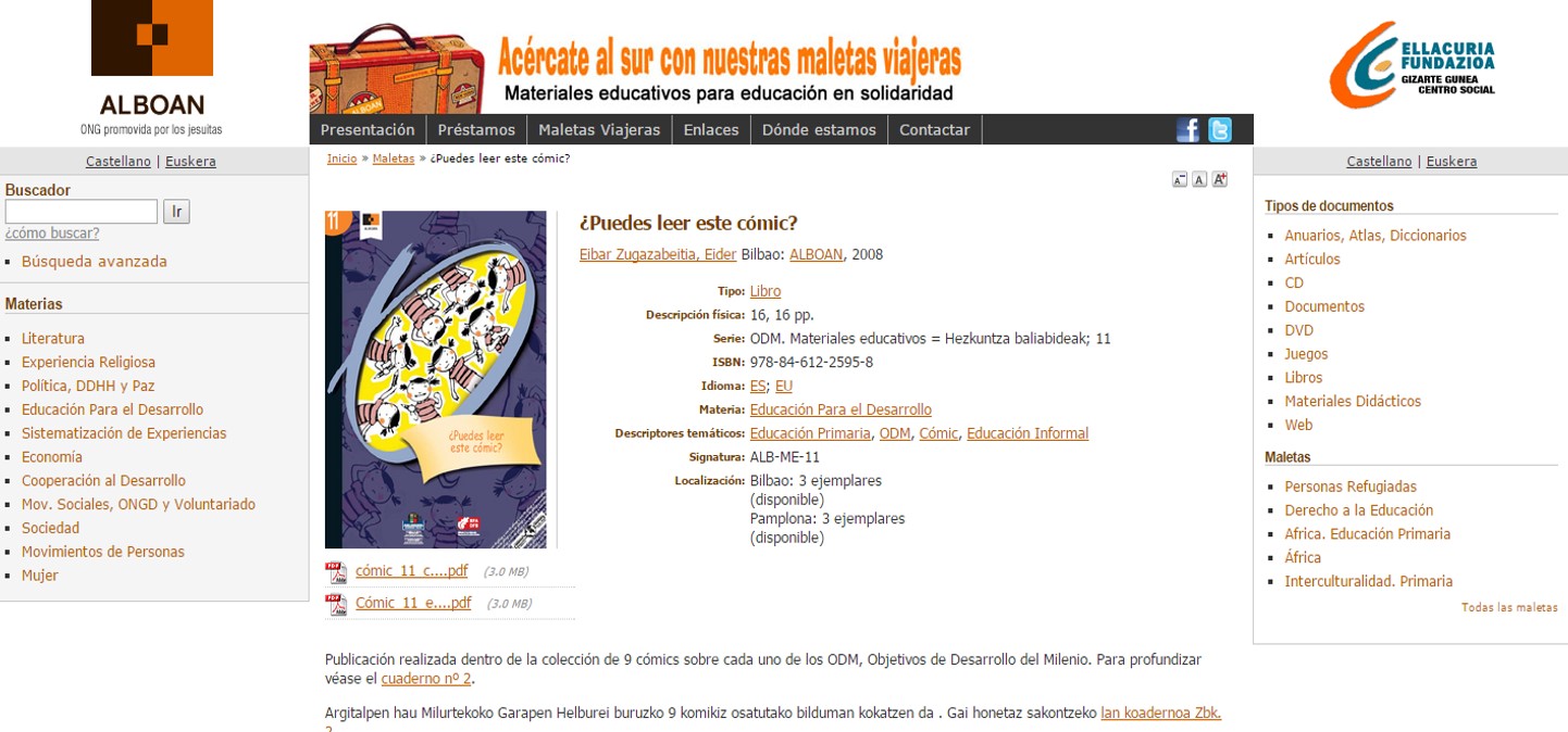 CÓMICS OBJETIVOS DEL MILENIO (ALBOAN)