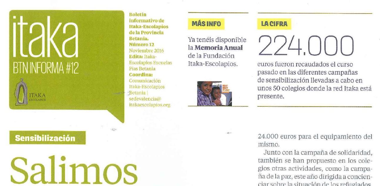 ITAKA – ESCOLAPIOS BETANIA INFORMA