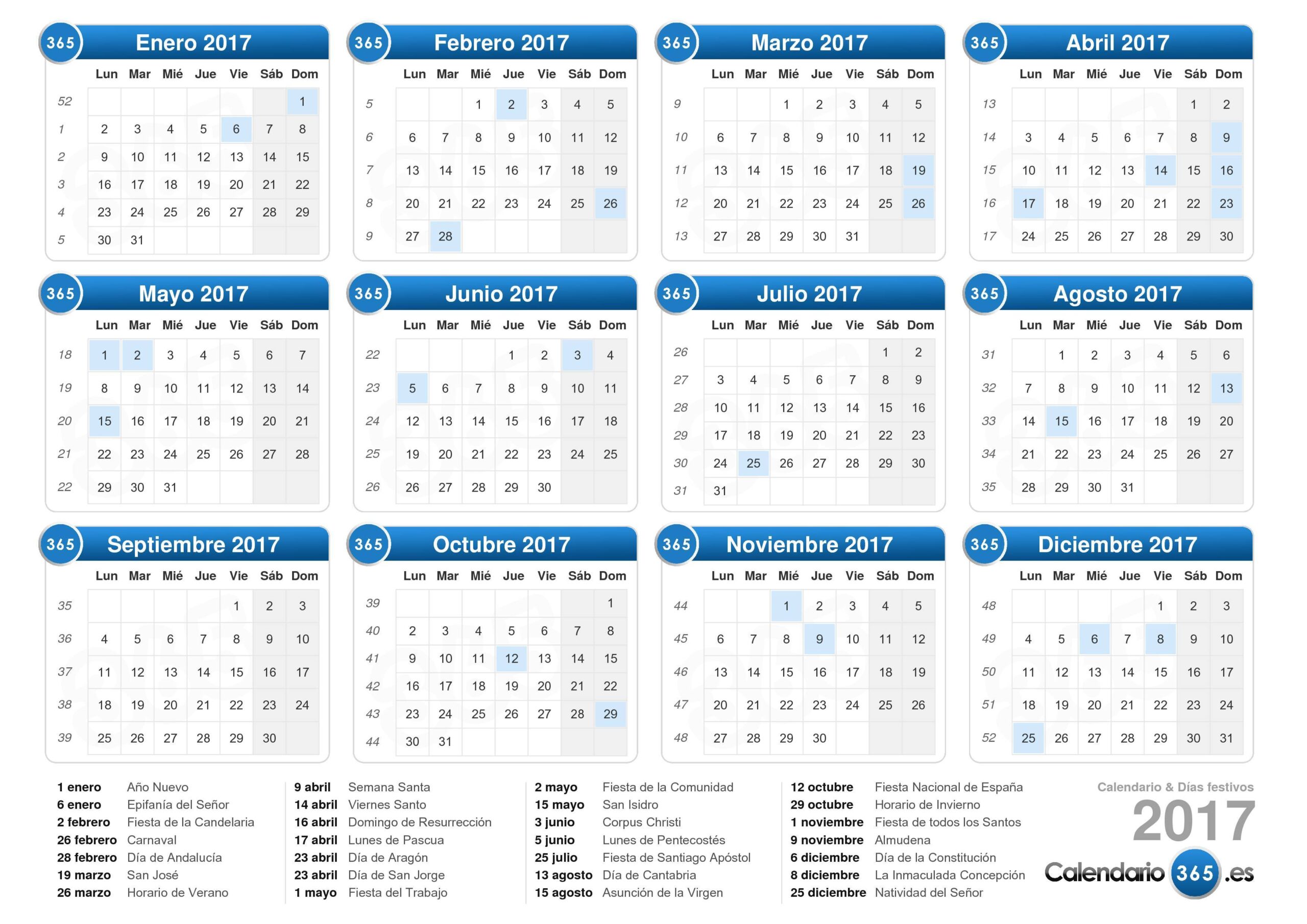 CALENDARIO ESCOLAPIO 2017