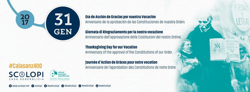 31 de enero, GRACIAS POR LA VOCACIÓN ESCOLAPIA
