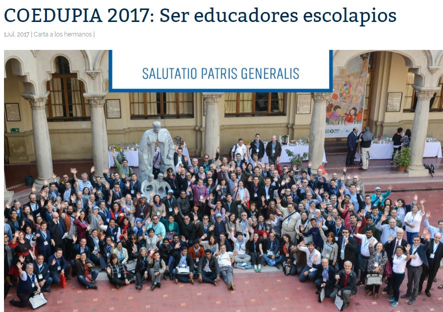 CARTA A DEL P. GENERAL: «SER EDUCADORES ESCOLAPIOS»