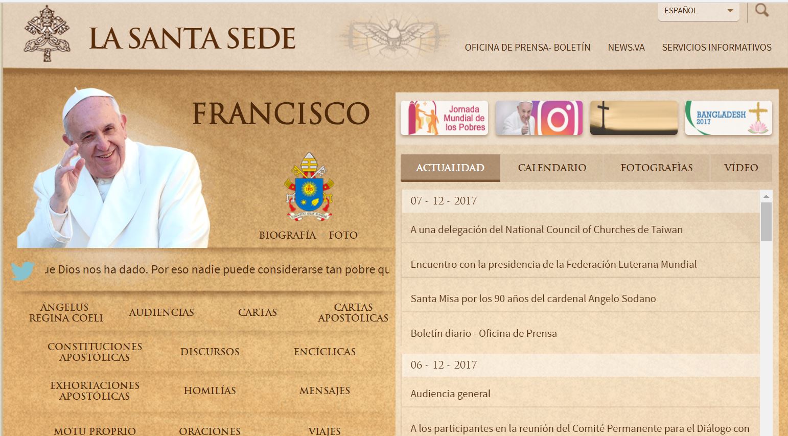 PÁGINA DE LA SANTA SEDE