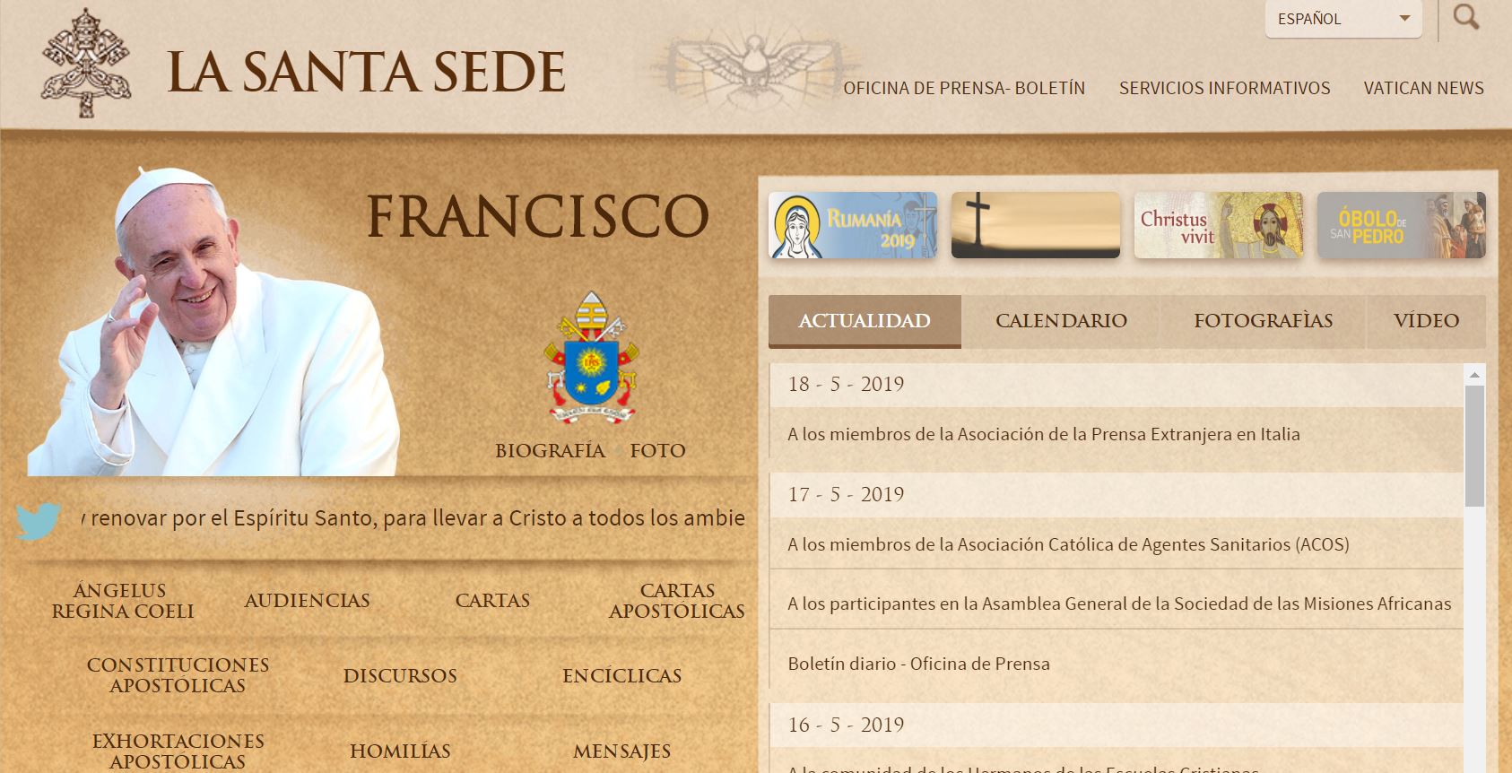 LA PÁGINA DE VATICANO… PARA SENTIRNOS MÁS IGLESIA