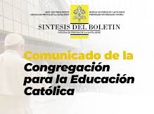 COMUNICADO DE LA CONGREGACIÓN PARA LA EDUCACIÓN CATÓLICA