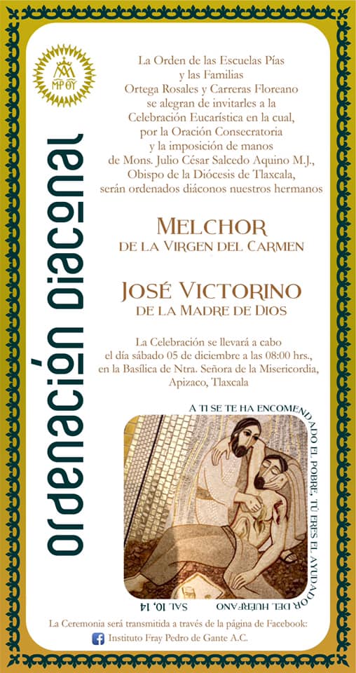 5 diciembre, DOS NUEVOS DIÁCONOS ESCOLAPIOS EN MÉXICO