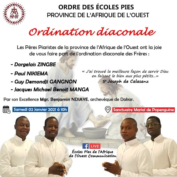 2 de enero, CUATRO DIÁCONOS ESCOLAPIOS EN DAKAR
