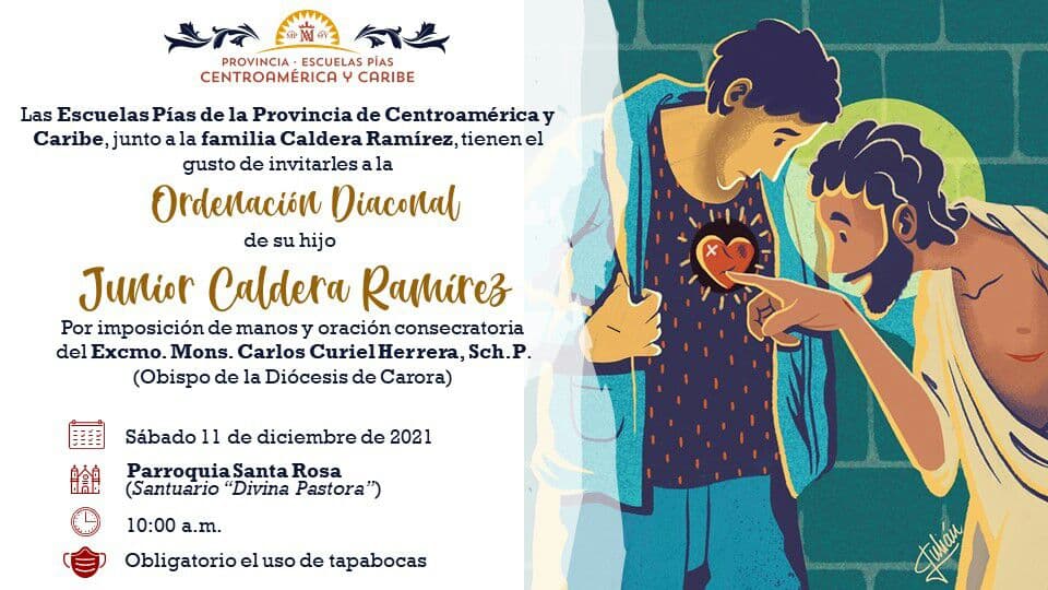 11 diciembre, JUNIOR CALDERA SERÁ DIÁCONO ESCOLAPIO