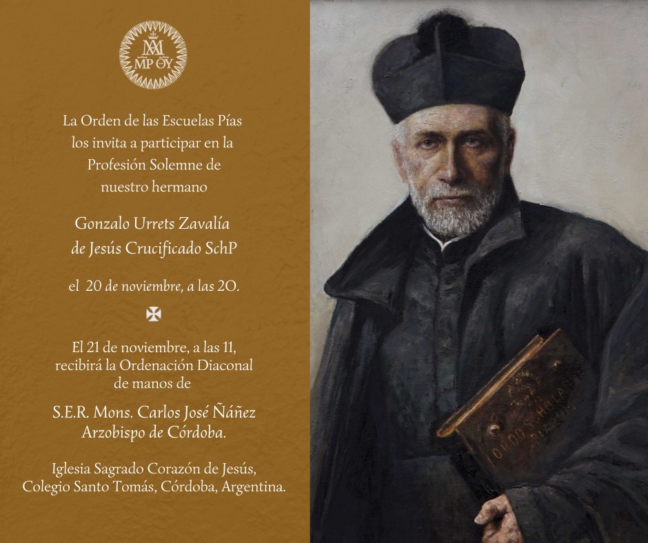 20 noviembre, GONZALO URRETS SERÁ RELIGIOSO ESCOLAPIO PARA SIEMPRE