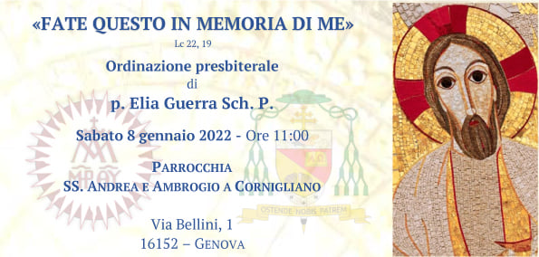 8 enero, ORDENACIÓN ESCOLAPIA EN GÉNOVA (ITALIA)