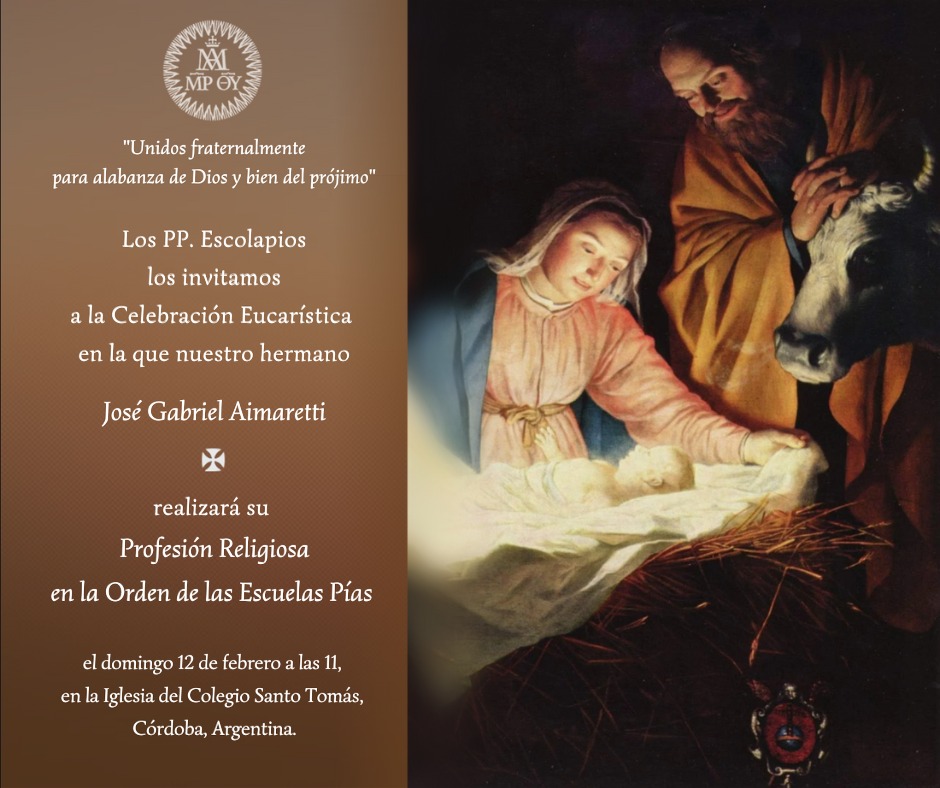 JOSÉ GABRIEL, NUEVO RELIGIOSO ESCOLAPIO EN ARGENTINA