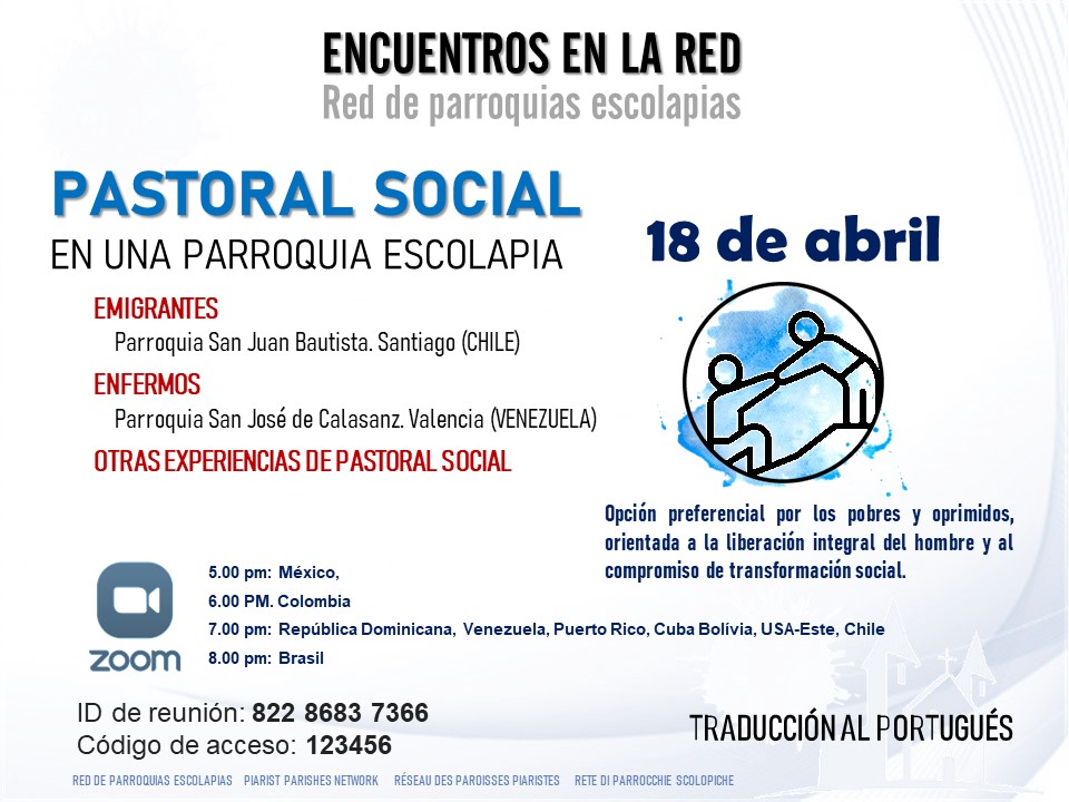 18 abril, NUEVO ENCUENTRO VIRTUAL DE LAS PARROQUIAS ESCOLAPIAS