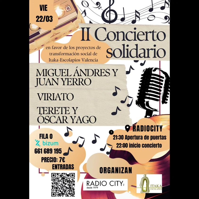 CONCIERTO SOLIDARIO DE ITAKA – ESCOLAPIOS EN VALENCIA