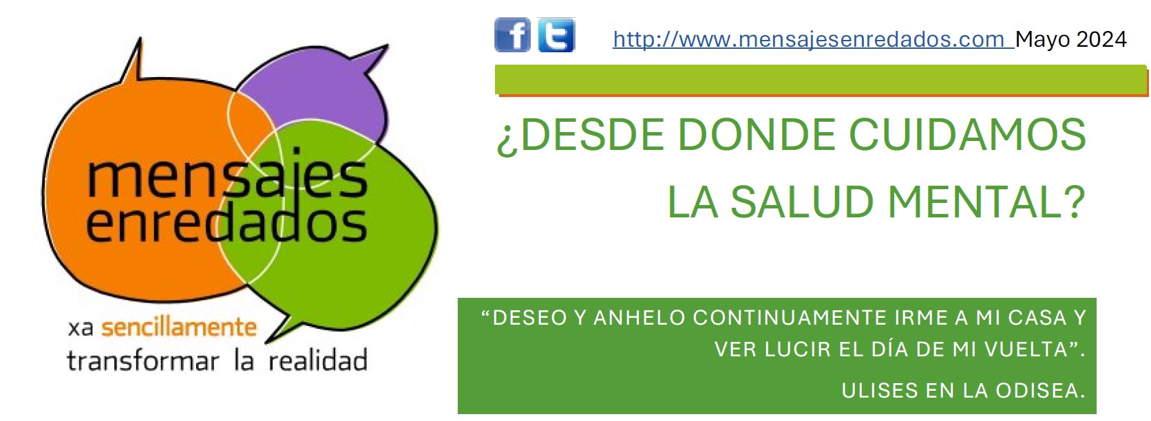NUEVO MENSAJE ENREDADO… SOBRE LA SALUD MENTAL