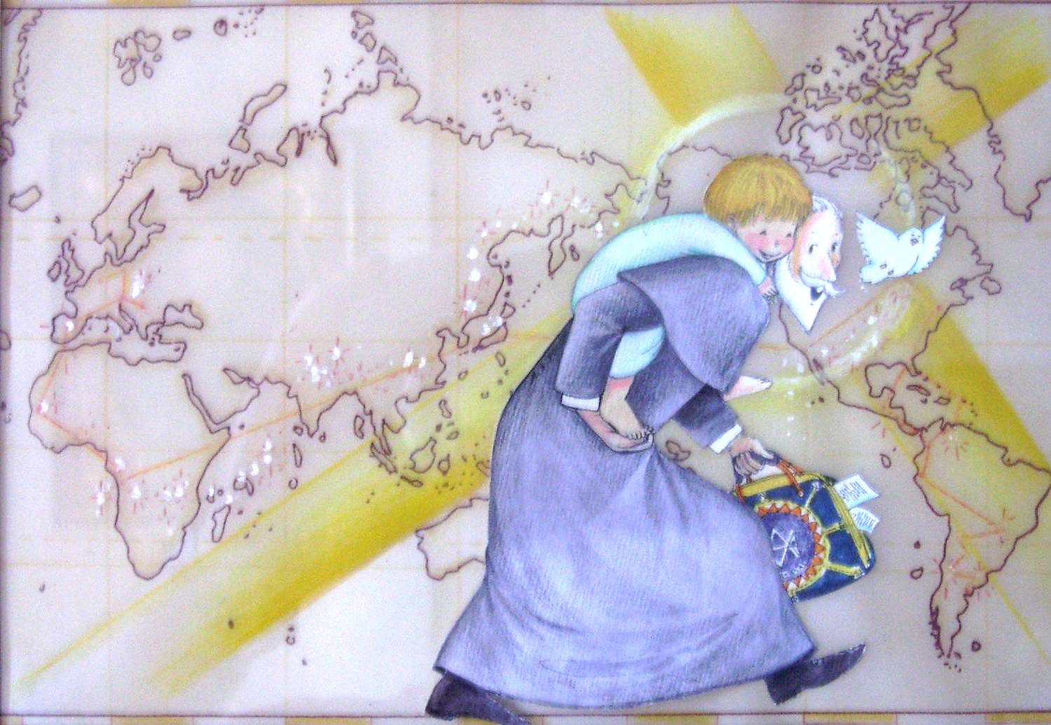 calasanz con niño mundo