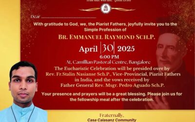30 abril, NUEVO RELIGIOSO ESCOLAPIO EN INDIA