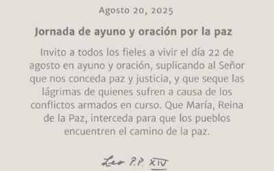 22 AGOSTO, JORNADA DE AYUNO Y ORACIÓN POR LA PAZ