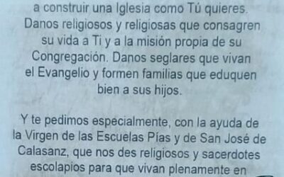 26 septiembre, DÍA DE ORACIÓN POR LAS VOCACIONES RELIGIOSAS ESCOLAPIAS