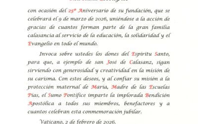 EL PAPA LEÓN XIV A LA RED ITAKA – ESCOLAPIOS