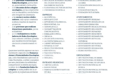 ENTIDADES QUE COLABORAN CON LA RED ITAKA – ESCOLAPIOS