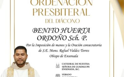29 agosto, EL ESCOLAPIO BENITO HUERTA SERÁ ORDENADO SACERDOTE